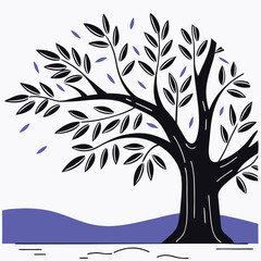 Fruit and Flowering Trees Collection olive, avocado, cherry, plum, pear, hazelnut, cashew, almond, magnolia, dogwood Illustration