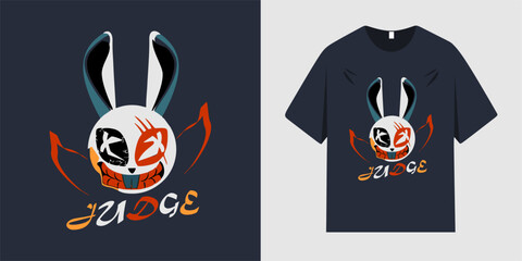 Grunge bunny doll brush stroke print. Urban grunge street typography and graphics. Vector illustration design for t-shirt slogan, tee, fashion graphics, prints, t-shirts and hoodies.