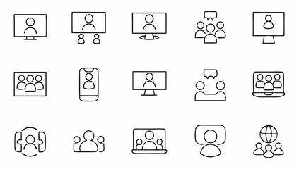 set of video conference line icons  meeting  onlin (2).eps