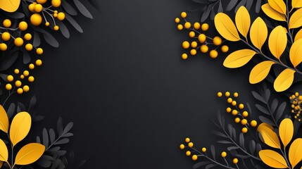 Stunning Black and Gold Floral Design on black background
