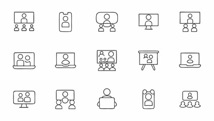 Fototapeta premium set of video conference line icons meeting onlin.eps