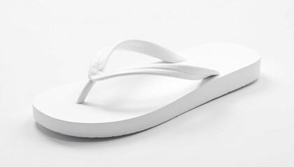 Single white flip-flop isolated on pure white background, accessories, thongs