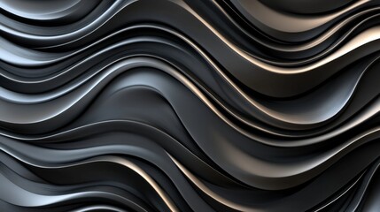 Obraz premium Abstract Metallic Wave Design for Modern Architecture on black background