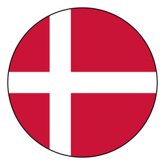 Flag of Denmark. Black edge. Denmark circle flag logo icon computer vector illustration design.