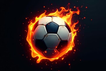 Naklejka premium Graphic artwork of soccer ball with fire flames on black t-shirt, soccer, kit