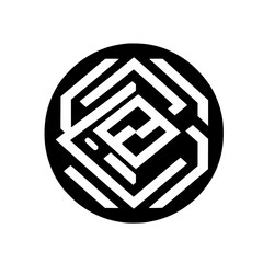 Geometric Abstract Icon, Black and White Logo Design