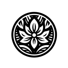 Elegant Floral Mandala in Black and White, Vector Design