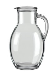 A clear glass pitcher with a handle, perfect for serving beverages