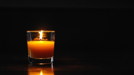 Single Candle in the Dark - A Moment of Tranquility on black background