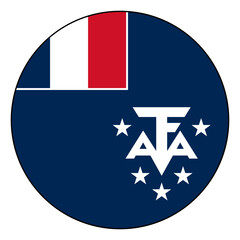 Flag of French Southern and Antarctic Territory. Black edge. French Southern and Antarctic Territory button flag logo icon computer vector illustration design.