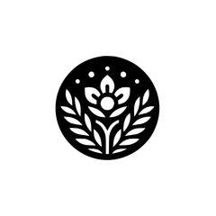 Minimalist Black and White Floral Logo Design