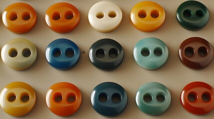 Fototapeta premium Two Hole Buttons Colorful Collection Fashion Sewing Craft