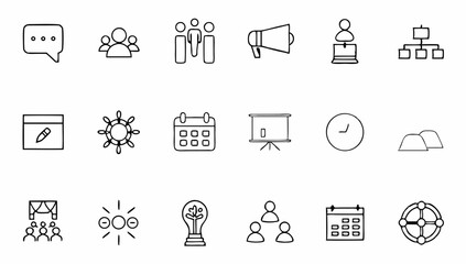 big line icon set  teamwork  network  meeting  sol.eps