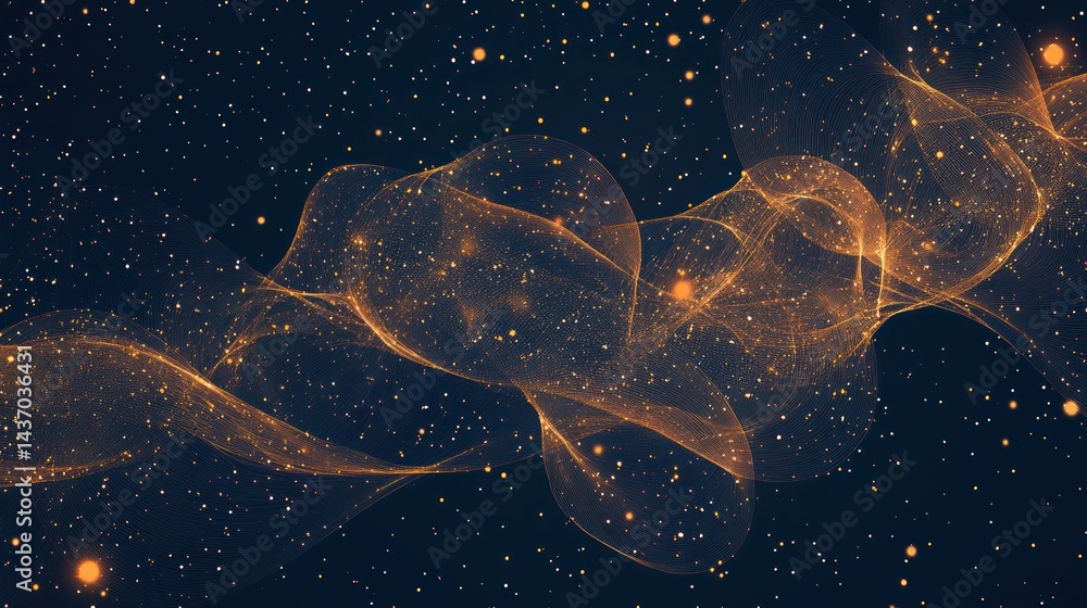 Poster luminous cosmic trails and stardust particles on a deep celestial background
