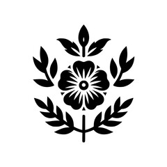 Floral Emblem: Black and White Botanical Design for Logos