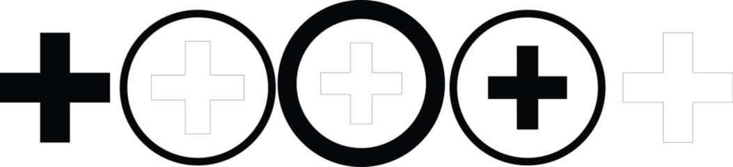 Obraz premium Plus Icons set. Add plus icon. Addition sign. Medical Plus icon