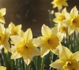Close-up of glistening daffodil petals, sunny yellow hues ,  nature,  texture, daffodil petals