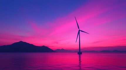 Wind Turbine Sunset Sea