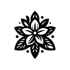 Geometric Floral Mandala - Black and White Vector Illustration