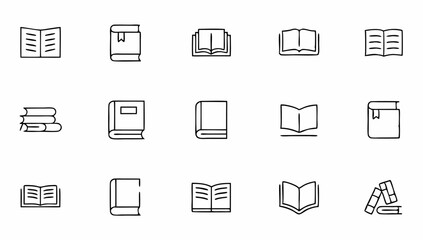 big set of book related filled line icons  editabl (1).eps