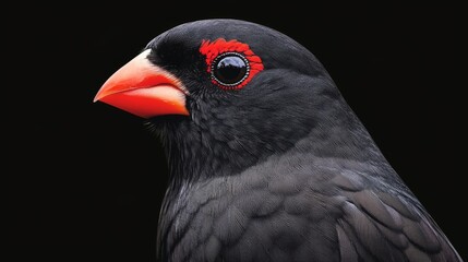 Close-up of a Bird's Profile on black background