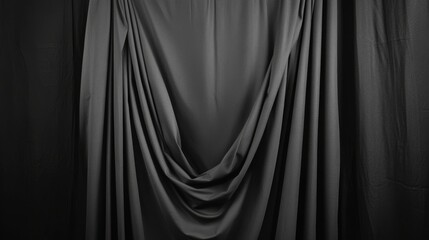 Fototapeta premium Dramatic Black Drape Fabric Texture on black background