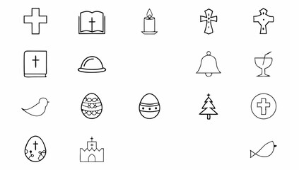 big set of christian related line icon set  cross .eps