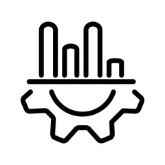 Single black arrow growing pointing up on chart graph bars icon, success graph trending upwards flat design interface infographic element for app ui ux web button, vector isolated on white background