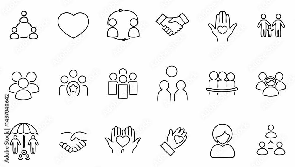 Poster big set of core values related icons caring coll.eps