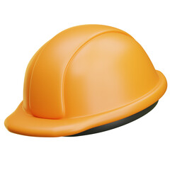Orange safety helmet protecting construction workers on transparent background