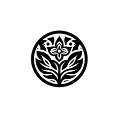 Elegant Black and White Floral Mandala Design, Minimalist Style