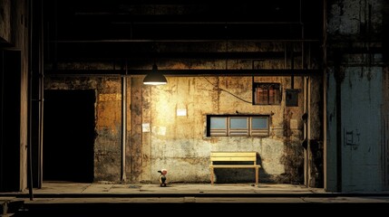 Abandoned City Alley at Night on black background