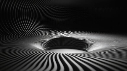 Naklejka premium Abstract Architectural Design: Black and White Lines on black background