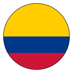 Obraz premium Flag of Colombia. Black edge. Colombia circle flag logo icon computer vector illustration design.