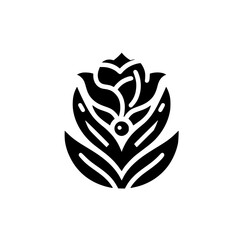 Black Rose Silhouette Design - Minimalist Floral Emblem