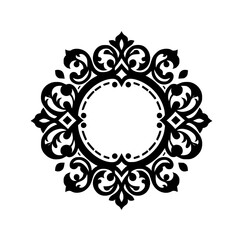 Elegant Black & White Ornamental Circle Frame, Vintage Vector