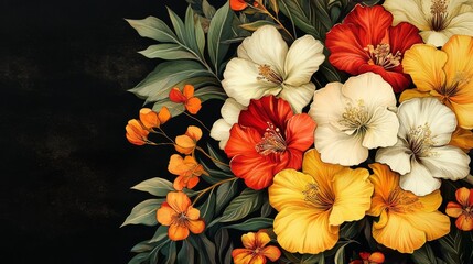 Fototapeta premium Stunning Floral Bouquet with Vibrant Colors on black background