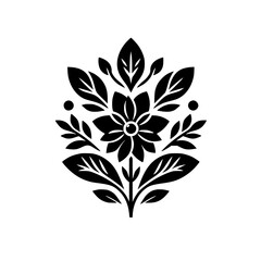 Elegant Black & White Floral Ornament on White Background