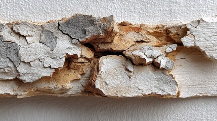 Decaying wall fragment exposing inner layers