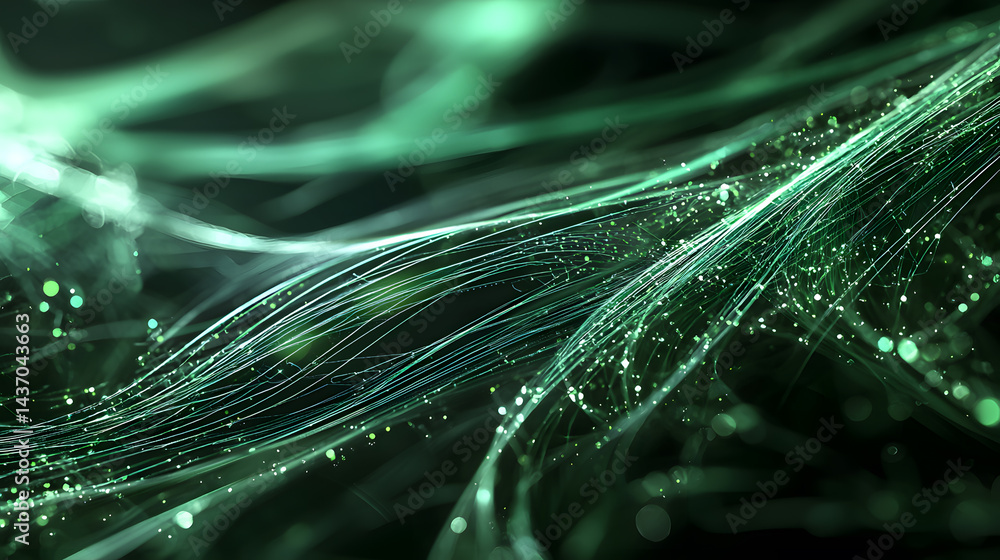 Poster visualizing sustainable tech green digital systems in modern environments