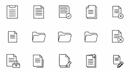 big set of document related line icons  editable s.eps