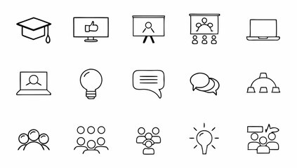 big set of e learning related line icons  educatio (1).eps