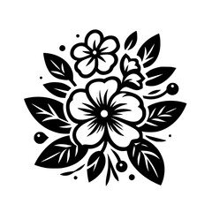 Floral Silhouette Vector: Black & White Botanical Illustration, Minimalist Design
