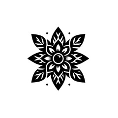 Intricate Black & White Floral Mandala Design on White Background