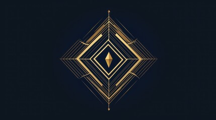 Gold geometric diamond, dark background, abstract art, website design