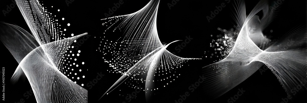 Leinwandbilder Generative Abstract Shape Emerges From Code Particles, Creating Dynamic Patterns and Forms in a Dark Environment, Showcasing Digital Artistry and Technology