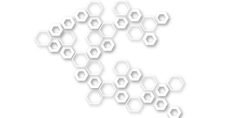 Abstract white and grey hexagon technology geometric pattern concept white background. Use for template, wallpaper, website vector illustration.	
