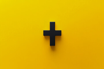 Obraz premium Minimalist design with yellow background, with dark black Instagram hashtag logo, clean and modern style.