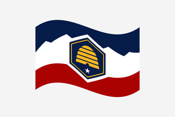 Flag of Utah. Utah wave flag digital vector illustration. Fluttering flag.