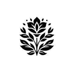 Elegant Black & White Floral Emblem: Logo, Design Element, Minimalist Style